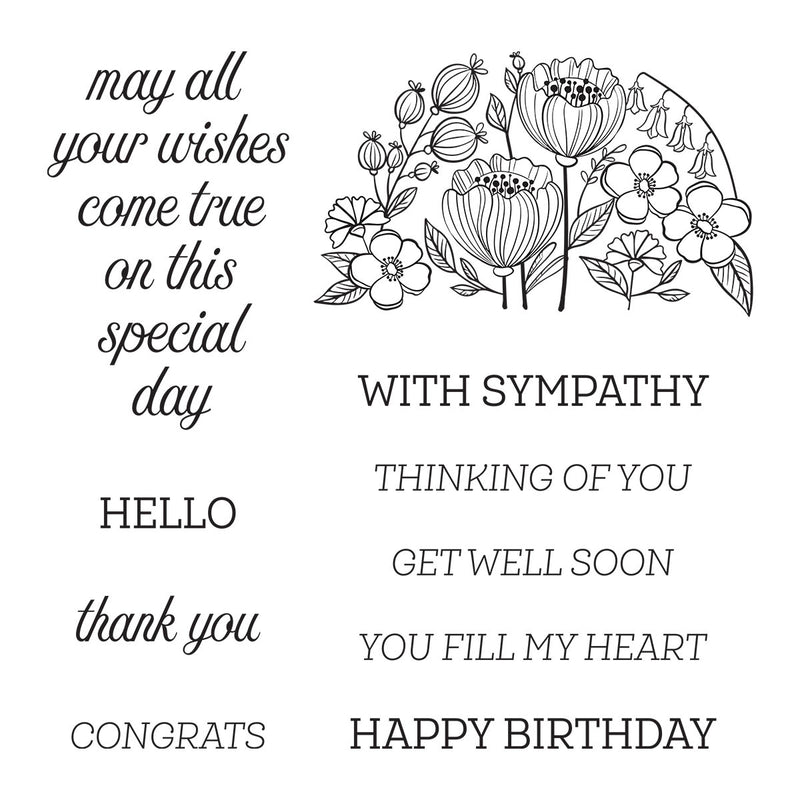 Spellbinders Clear Stamp Set - Fill My Heart Sentiments, STP-183