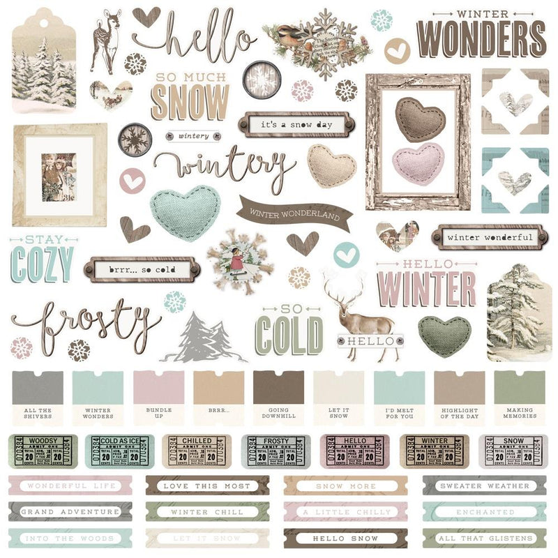 Simple Stories Cardstock Sticker Sheet- Simple Vintage Winter Woods, SVWW19101