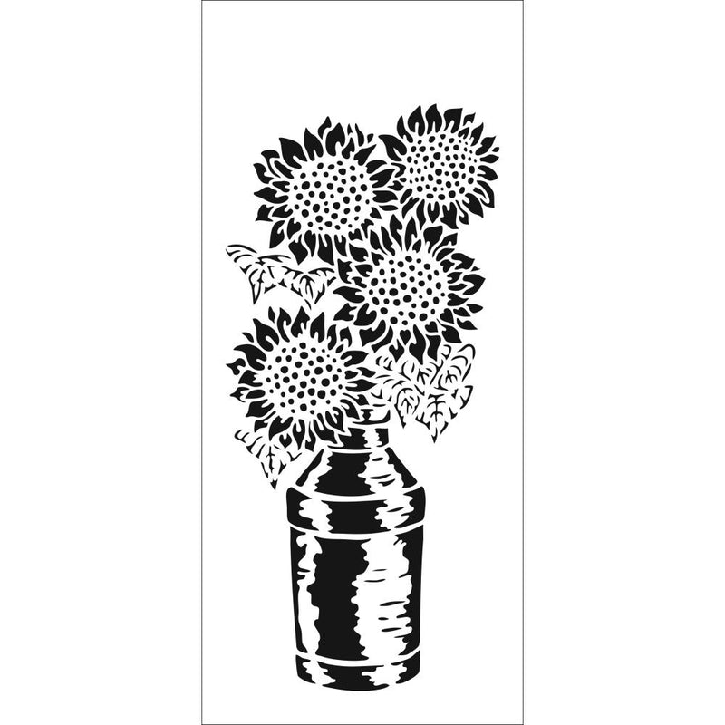 The Crafter's Workshop Slimline Stencil 4X9 - Sunflowers In Milk Pail, TCW2333