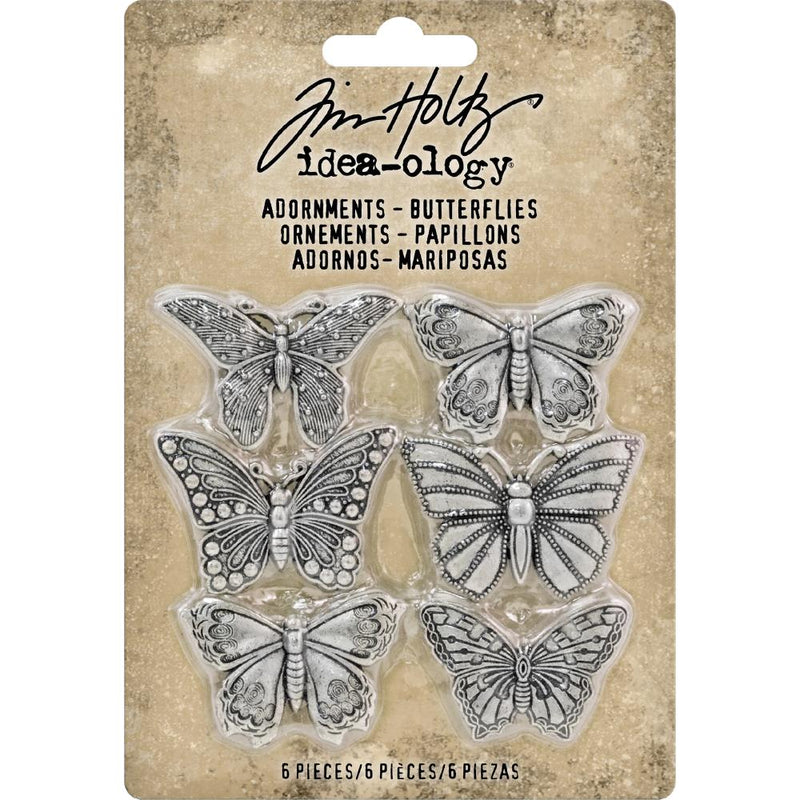 Tim Holtz Idea-ology Adornments - Butterflies 1" 6Pc, TH93689