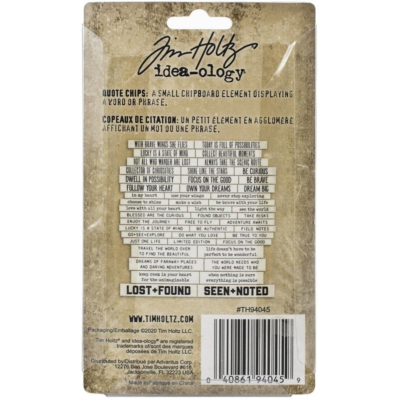 Tim Holtz Idea-ology - Theories Quote Chips, 47Pc, TH94045