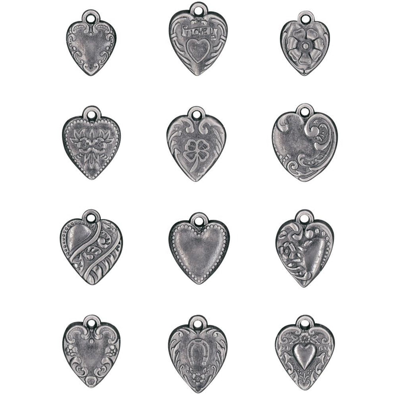 Tim Holtz Idea-ology Hearts Metal Adornments 12Pc, TH94130