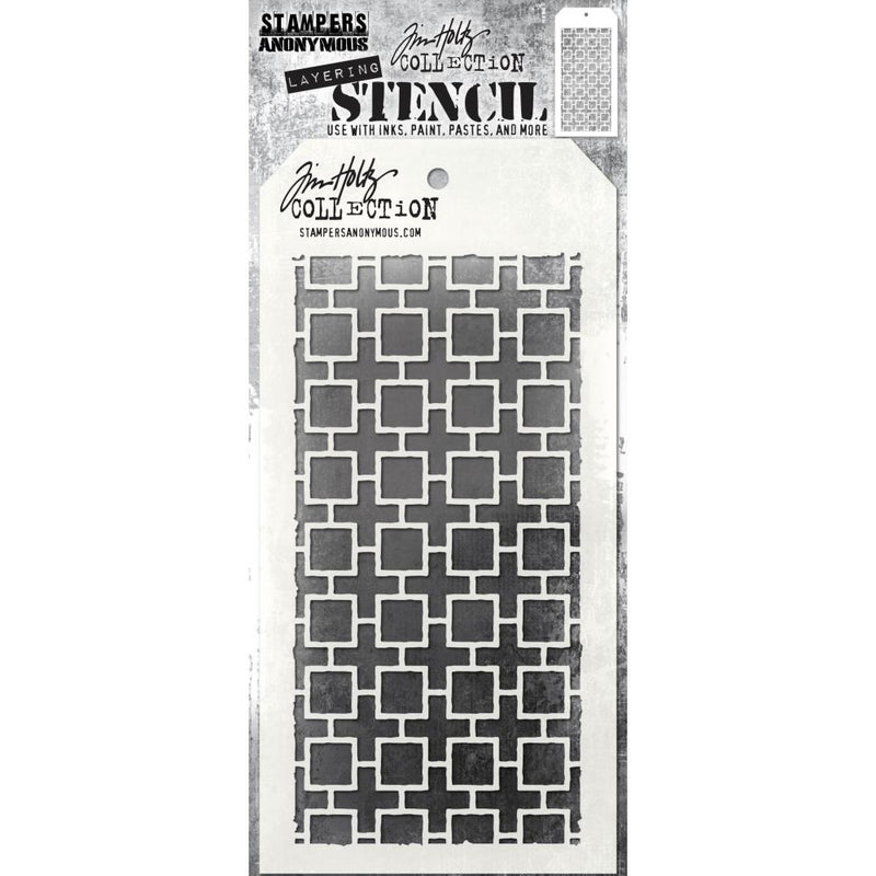 Stampers Anonymous - Tim Holtz Layering Stencil - Linked Square, THS157