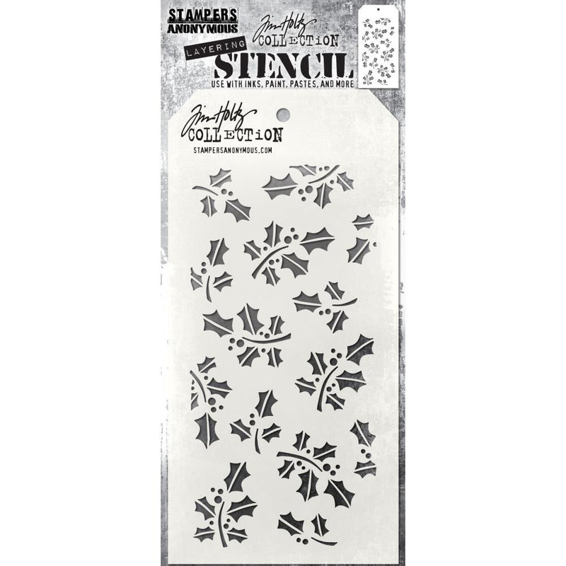 Stampers Anonymous - Tim Holtz Layering Stencil - Hollyberry, THS165