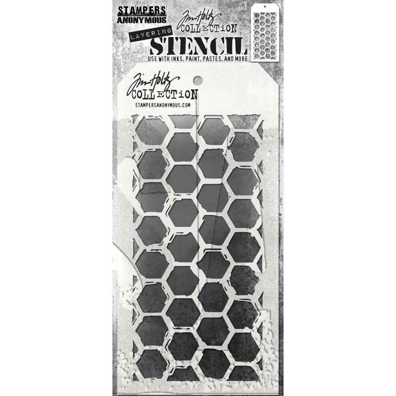 Stampers Anonymous Layering Stencil - Brush Hex, THS166 by: Tim Holtz