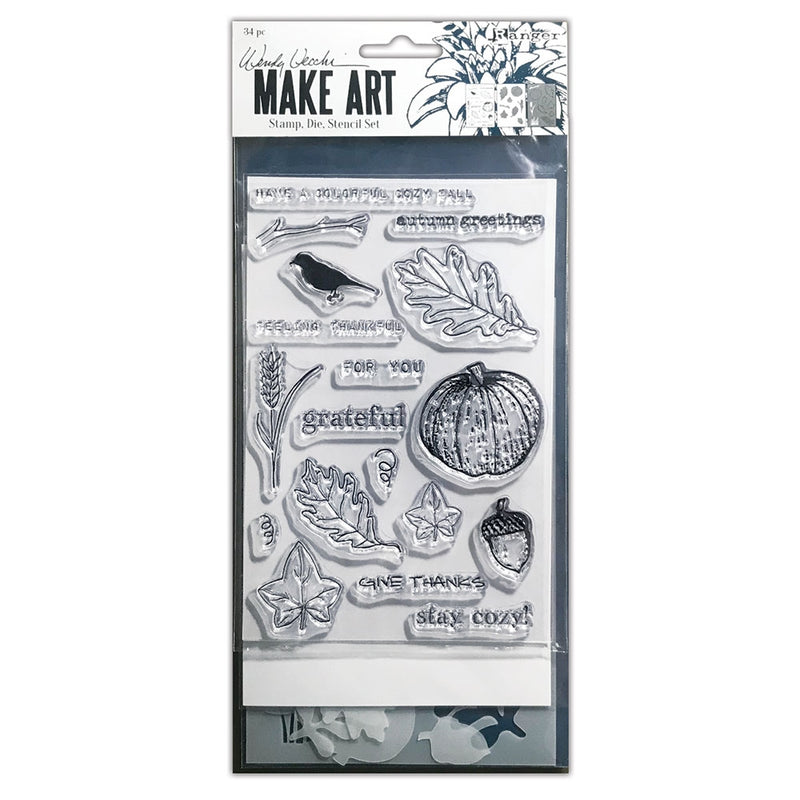 Wendy Vecchi Make Art Stamp, Die & Stencil Set - Autumn Greetings, WVZ75240