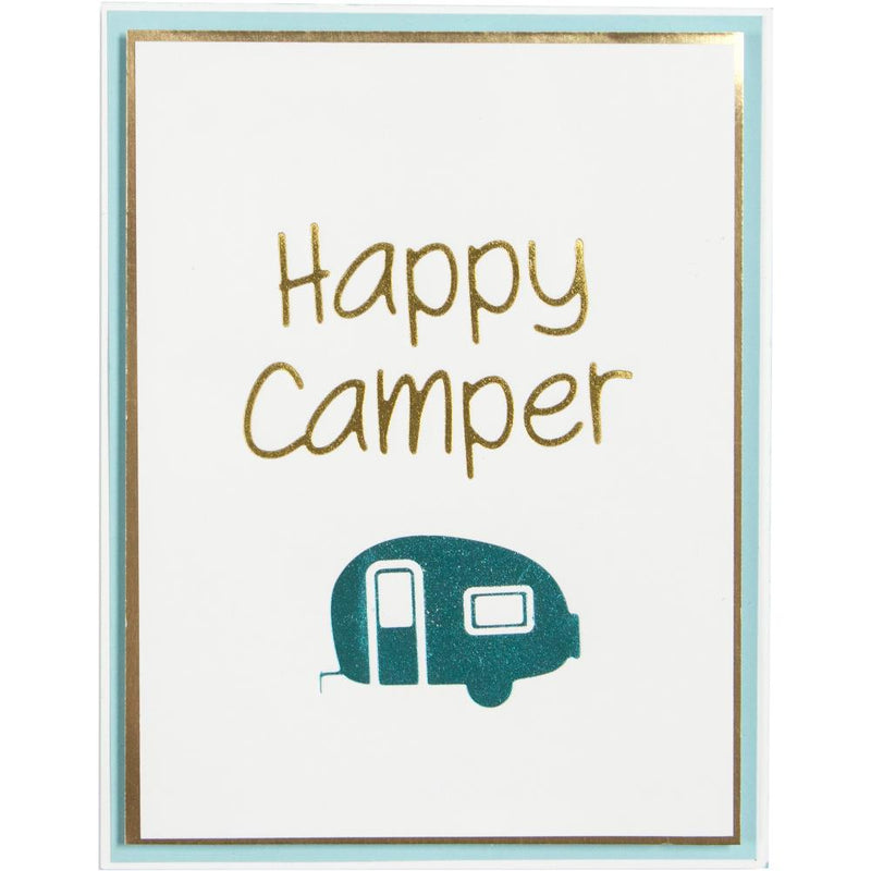 Glimmer Hot Foil Plate -  Happy Camper, GLP-008 Retired