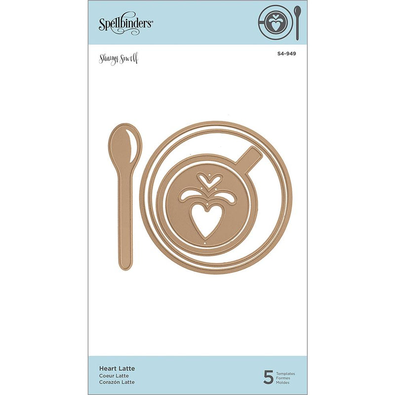 Spellbinders Shapabilities Etched Dies - Cuppa Coffee, Cuppa Tea Collection by Sharyn Sowell - Heart Latte, S4-949