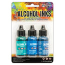 Tim Holtz Alcohol Ink .5oz, 3Pk - Teal/Blue Spectrum, TAK69669