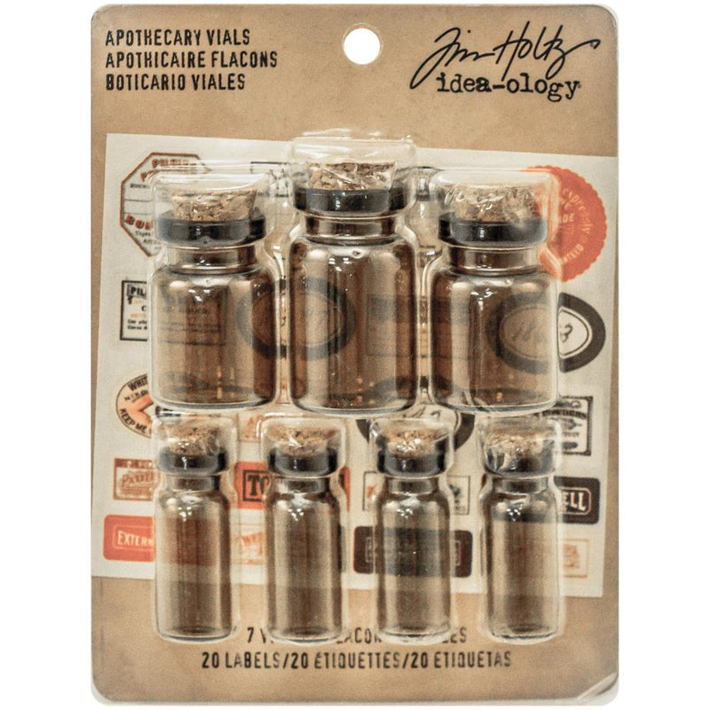 Tim Holtz Idea-ology - Apothecary Vials w/Corks & Labels, TH93302